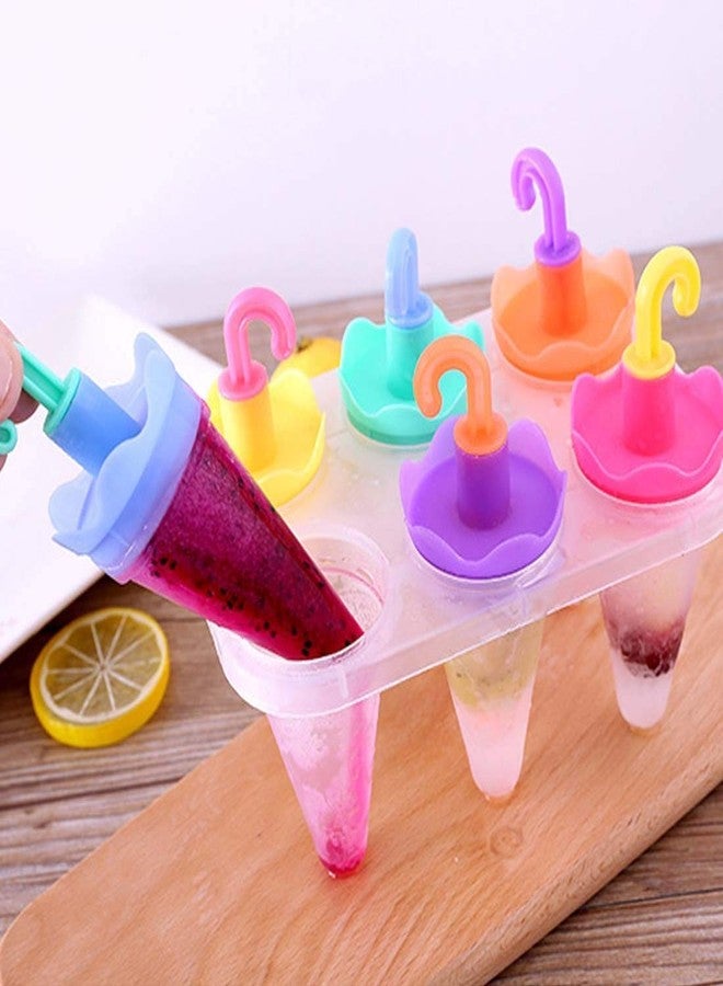 Rasikvar Set of 6 Plastic Reusable Ice Pop Makers, Homemade Popsicle/Frozen Ice Cream/Kulfi Candy for Children & Adults - Multicolor - Image 4